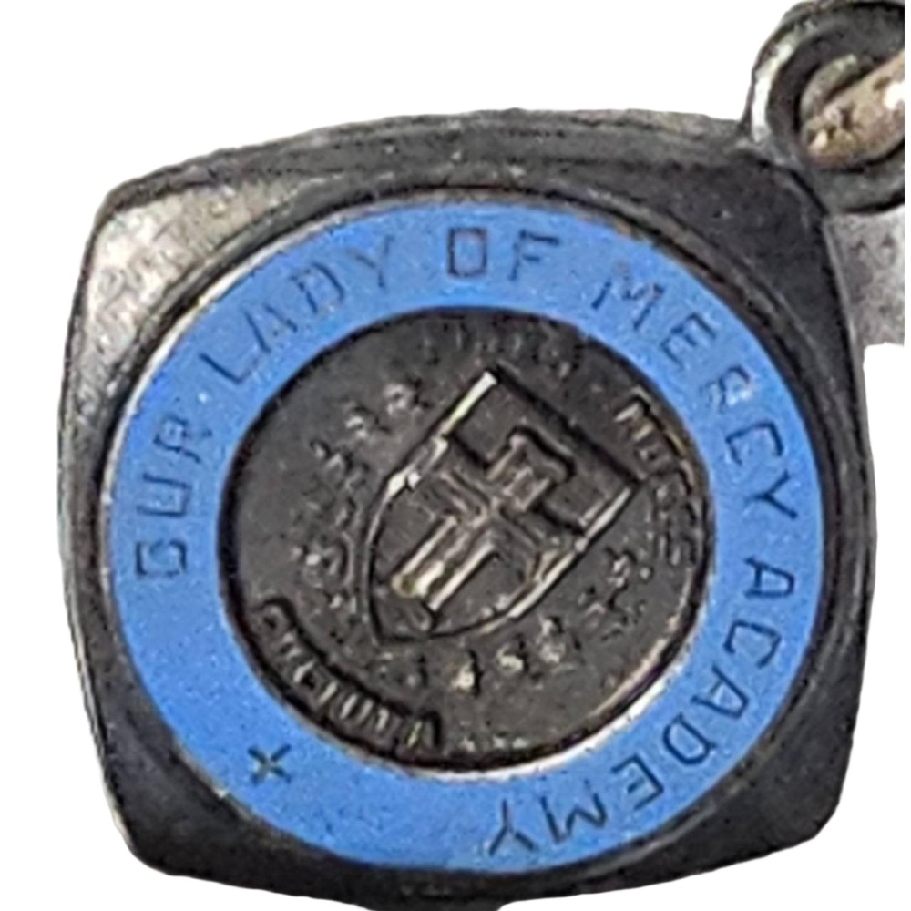 Our Lady of Mercy‎ Academy Charm Sterling Silver Blue Enamel Pendant